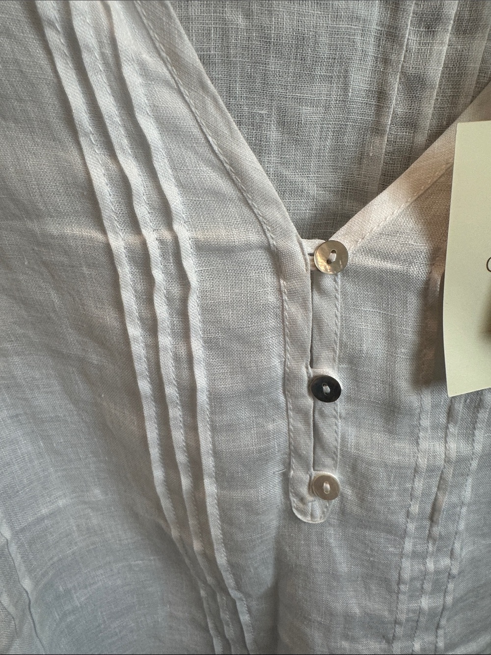 Cynthia Rowley White Linen Pintuck Tunic Shirt - Picture 4 of 5